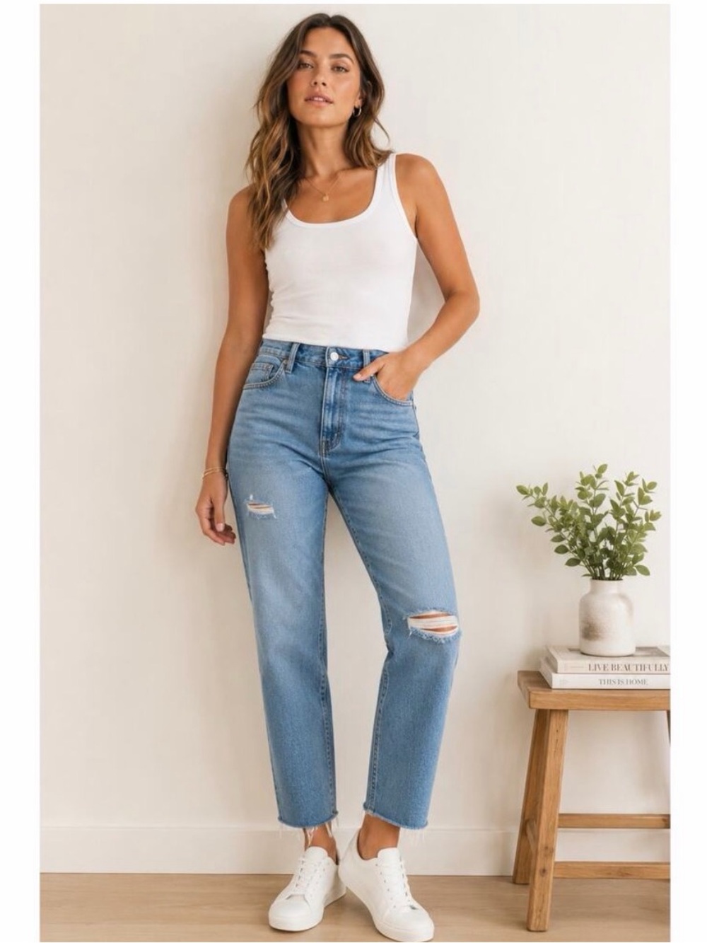 Madewell Perfect Vintage Jeans 29P High Rise Light Wash Distressed Denim
